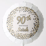 Black White Gold Confetti Glitter 90th Birthday Balloon<br><div class="desc">Elegant black and gold confetti glitter on white 90th birthday party balloon for women. Contact me for assistance with your customisations or to request additional matching or coordinating Zazzle products for your party.</div>