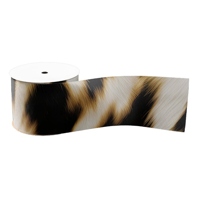 Black White Gold Cowgirl Cowhide Grosgrain Ribbon (Spool)