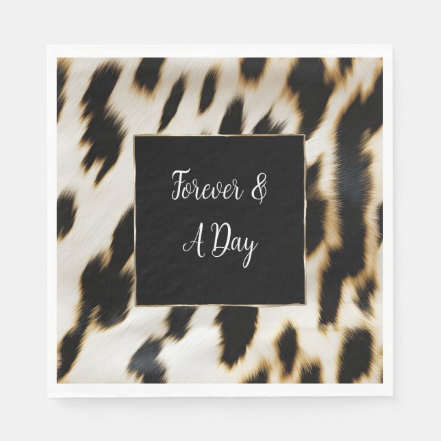 Black White Gold Cowgirl Cowhide Napkin (Front)