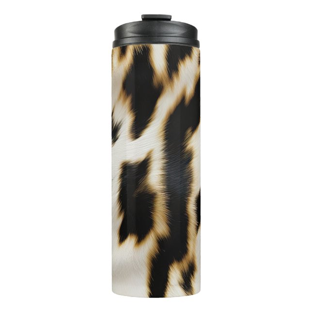 Black White Gold Cowgirl Cowhide Thermal Tumbler (Front)
