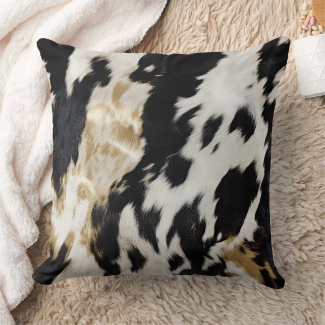 Black White Gold Cowhide Cushion (Blanket)