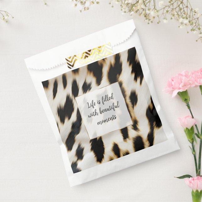 Black White Gold Cowhide Favour Bags (Sealed)