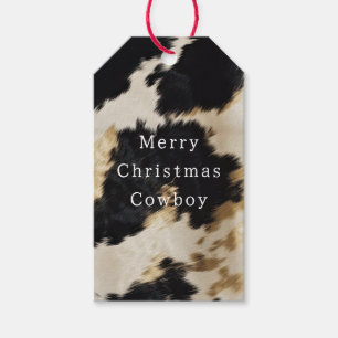 Black White Gold Cowhide Gift Tags