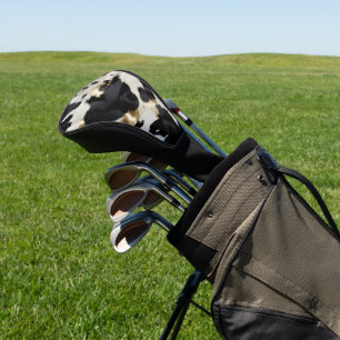 Black White Gold Cowhide Golf Head Cover