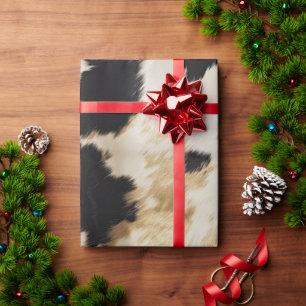 Black White Gold Cowhide Wrapping Paper