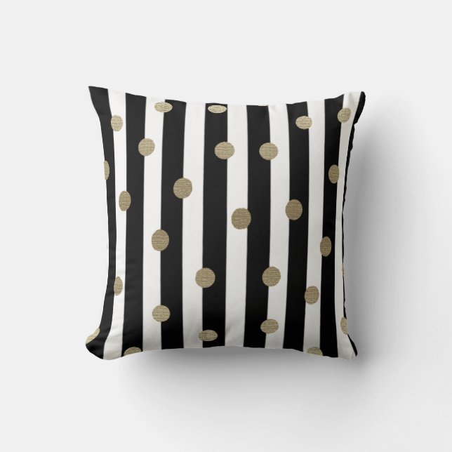 Black, White & Gold Cushion (Front)