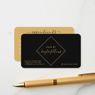 Black, White & Gold Diamond Appointment Cards