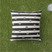 Black, White & Gold Dot & Stripe Outdoor Cushion (Grass)