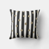 Black, White & Gold Dot & Stripe Outdoor Cushion (Back)