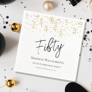 Black, White & Gold Fifty , 50th Birthday Party   Napkin