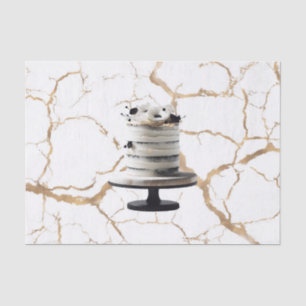 Black & White Gold Floral Tier Cake Bridal Shower  Tissue Paper