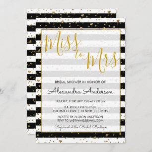 Black & White Gold Foil Miss to Mrs Bridal Shower Invitation