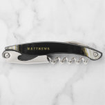 Black White & Gold Geode Agate Wedding Monogram Corkscrew<br><div class="desc">Black White & Gold Geode Agate Marble, With Sparkling Gold foil accents, and Modern trendy brushed script font. Onyx Black, Dark Grey, and white stone look, is luxurious and modern for your wedding - Personalised Wedding Monogram Newlywed Keepsake Corkscrew! ~ Check my shop to see the entire wedding suite for...</div>