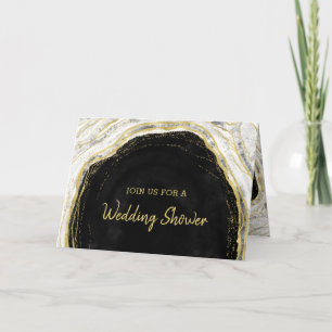 Black White & Gold Geode Couple's Wedding Shower Invitation