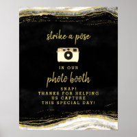 Black White & Gold Geode Photo Booth Wedding Sign