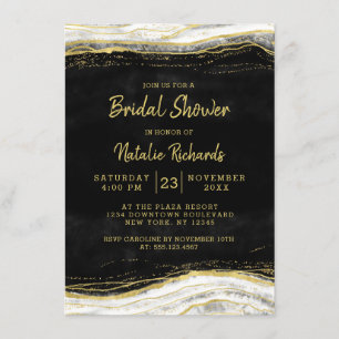 Black White & Gold Geode Wedding Bridal Shower Invitation