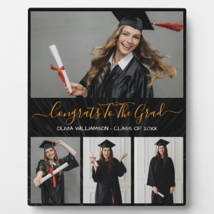 Black,white & gold graduation photo collage plaque