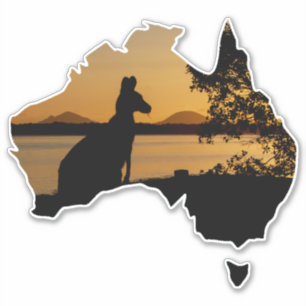 Black, White & Gold Kangaroo Australia Sunset