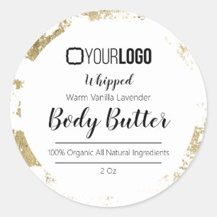 Black White Gold Leaf YOUR LOGO Body Butter Label