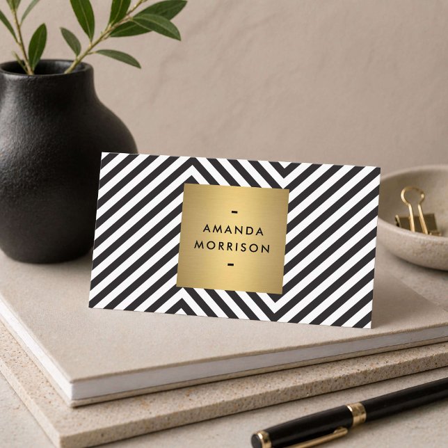 Black White Gold Modern Creative Business Card (Creator Uploaded)