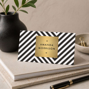 Black White Gold Modern Creative Business Card
