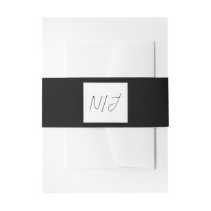 Black White Gold Modern Minimal Elegant Wedding Invitation Belly Band