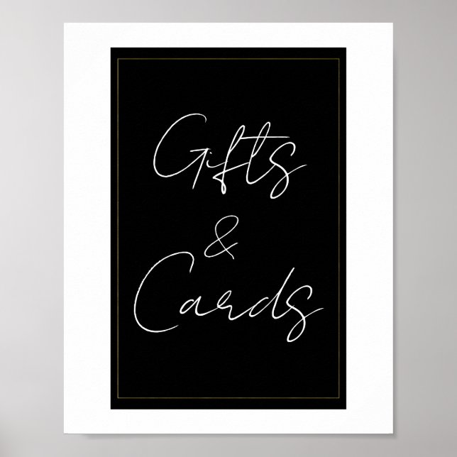Black White Gold Modern Minimal Gifts & Cards Sign (Front)