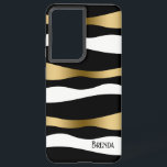 Black White & Gold Modern Zebra pattern Samsung Galaxy Case<br><div class="desc">Modern black white and gold abstract stylised zebra stripes.</div>