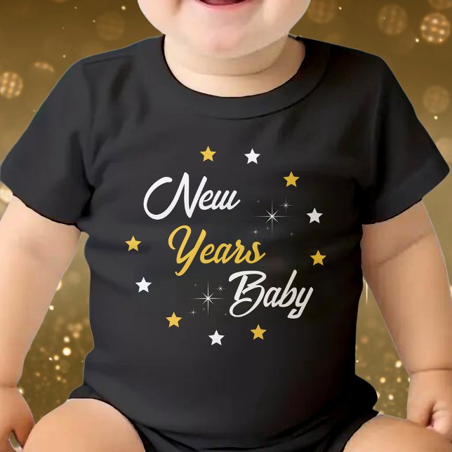 Black White & Gold New Years Birthday Baby Bodysuit (Black White & Gold New Years Birthday Baby Bodysuit)