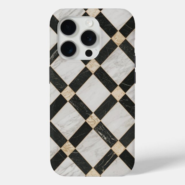 Black White gold Pattern Marble Case-Mate iPhone Case (Back)