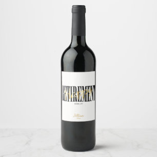 Black, White & Gold Retirement Party Wine Label
