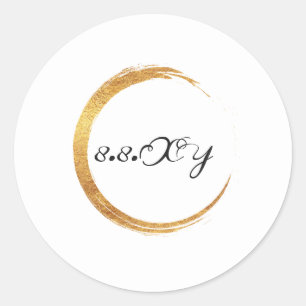 Black White Gold Ring Minimal Save The Date Classic Round Sticker