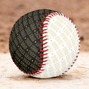 Black White & Gold School Graduation Year Pattern Baseball