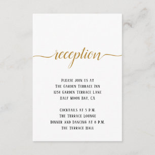 Black White Gold Script Minimal Wedding Reception Enclosure Card