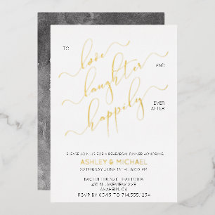 Black White Gold Script Rehearsal Dinner