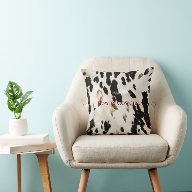 Black White Gold Southwest Cowgirl Cowhide Cushion (Chair)
