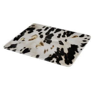 Black White Gold Southwest Cowhide  Cutting Board