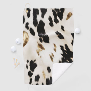 Black White Gold Southwest Cowhide Golf Towel