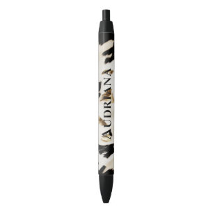 Black White Gold Southwest Cowhide Ink Pen
