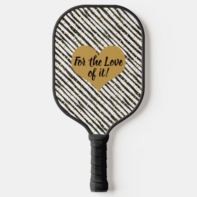 Black, White, Gold Stripes, Dots Paddle Pro (Front)