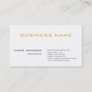 Black White Gold Unique Trendy Minimalist Plain Business Card