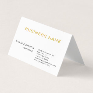 Black White Gold Unique Trendy Minimalist Plain Business Card