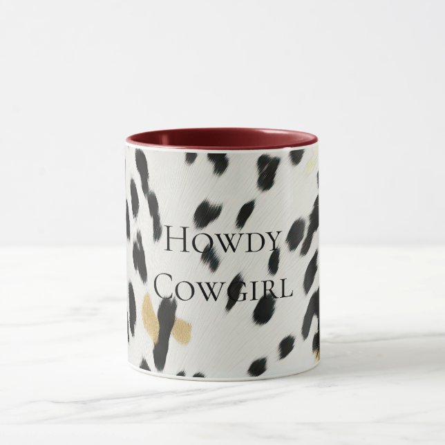 Black White Gold Western Cowhide Mug (Center)