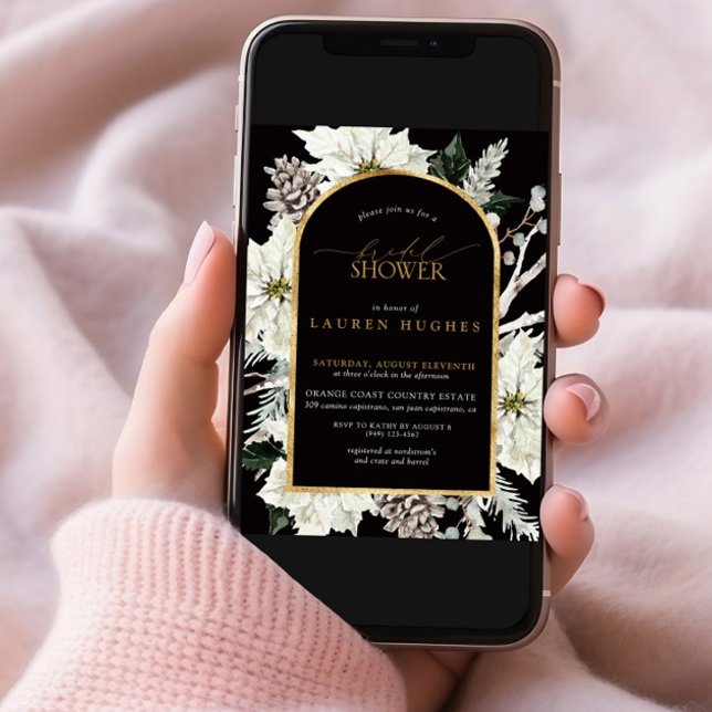 Black & White Gold Winter Bridal Shower Invitation (Creator Uploaded)