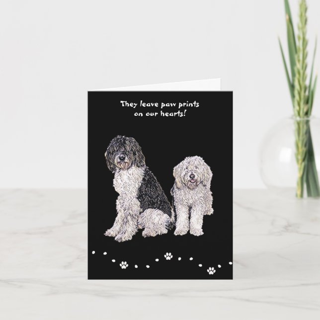 Black & White Golden Doodle Pet Sympathy Card (Front)