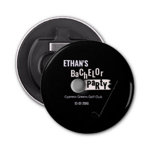 Black White Golfer - Bachelor Party - Golfing Bottle Opener