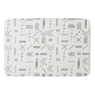 Black White Gorgeous Modern Geometric Pattern Bath Mat