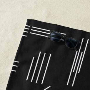 Black White Gorgeous Modern Geometric Pattern Beach Towel