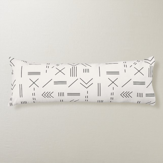 Black White Gorgeous Modern Geometric Pattern Body Cushion (Front)