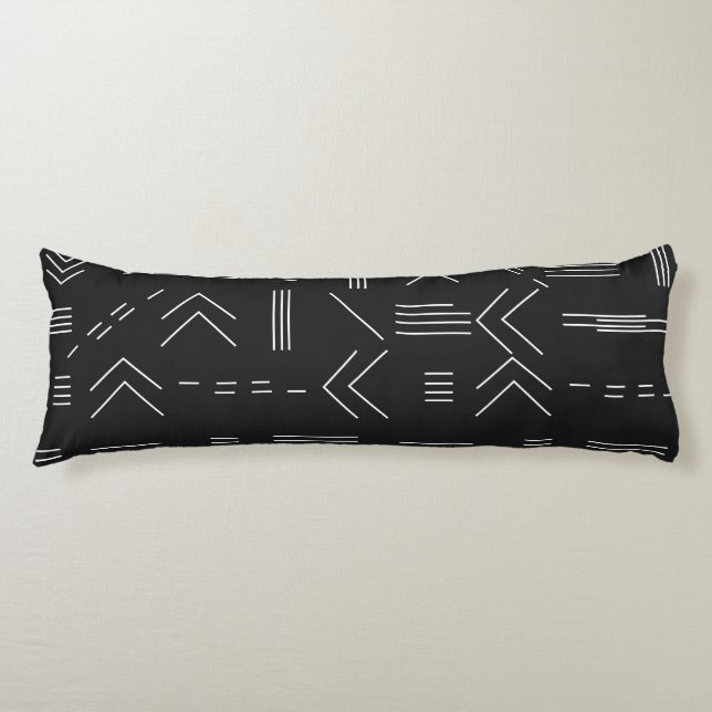 Black White Gorgeous Modern Geometric Pattern Body Cushion (Front)
